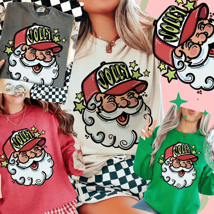 Online Exclusive | Jolly Santa Trucker Hat Graphic on Tee & Sweatshirt Options