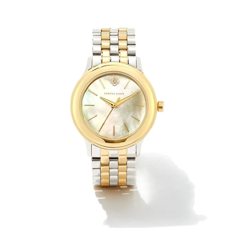 Kendra Scott | Alex Two Tone Stainless Steel 35mm Watch in Ivory Mother-of-Pearl