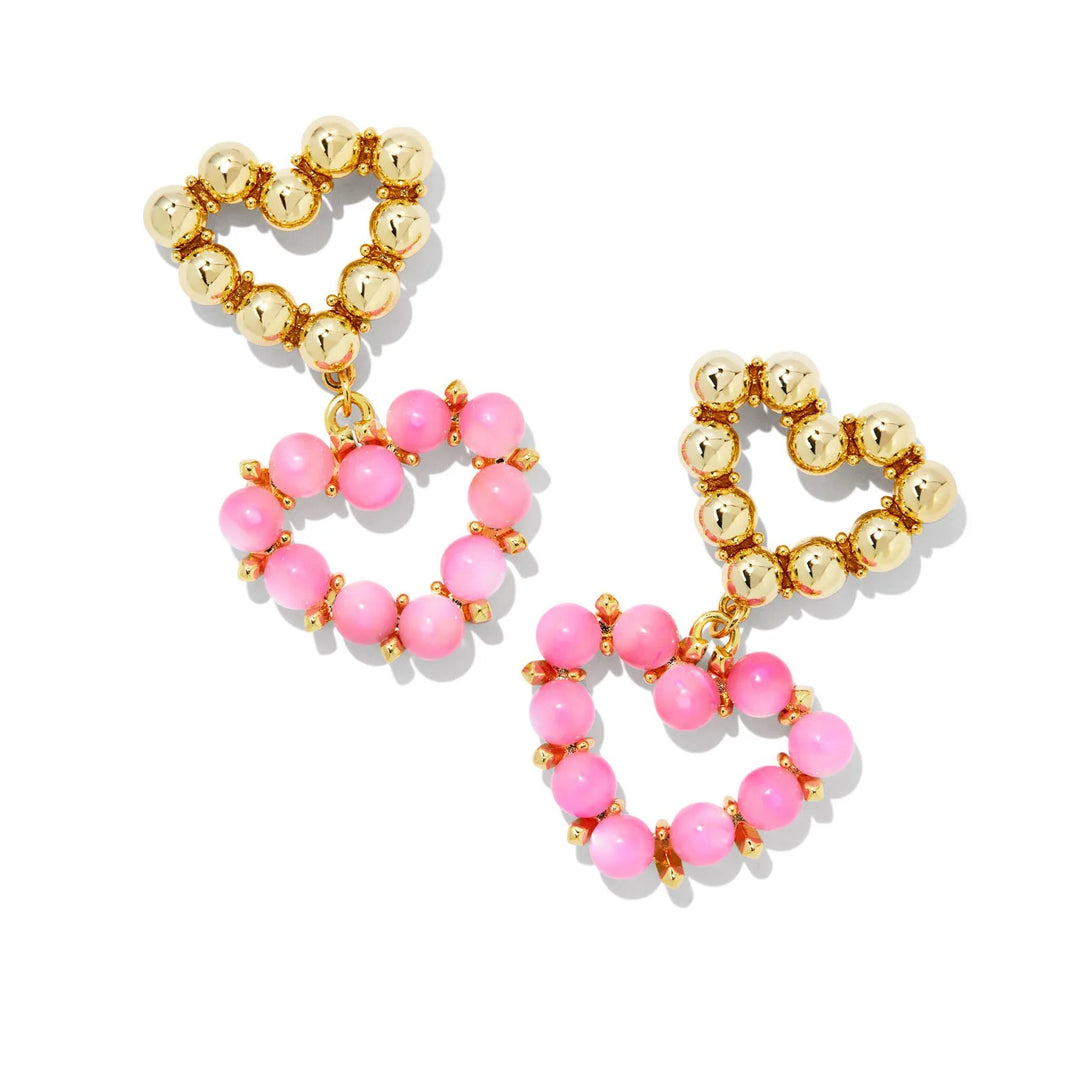 Kendra Scott | Ashton Gold Heart Drop Earrings in Blush Ivory Mother-of-Pearl - Giddy Up Glamour Boutique