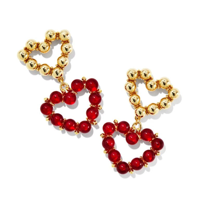 Kendra Scott | Ashton Gold Heart Drop Earrings in Red Glass - Giddy Up Glamour Boutique