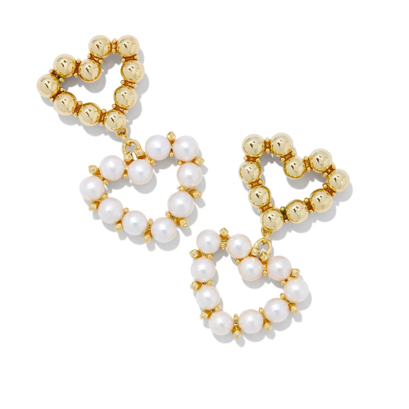 Kendra Scott | Ashton Gold Heart Drop Earrings in White Pearl - Giddy Up Glamour Boutique