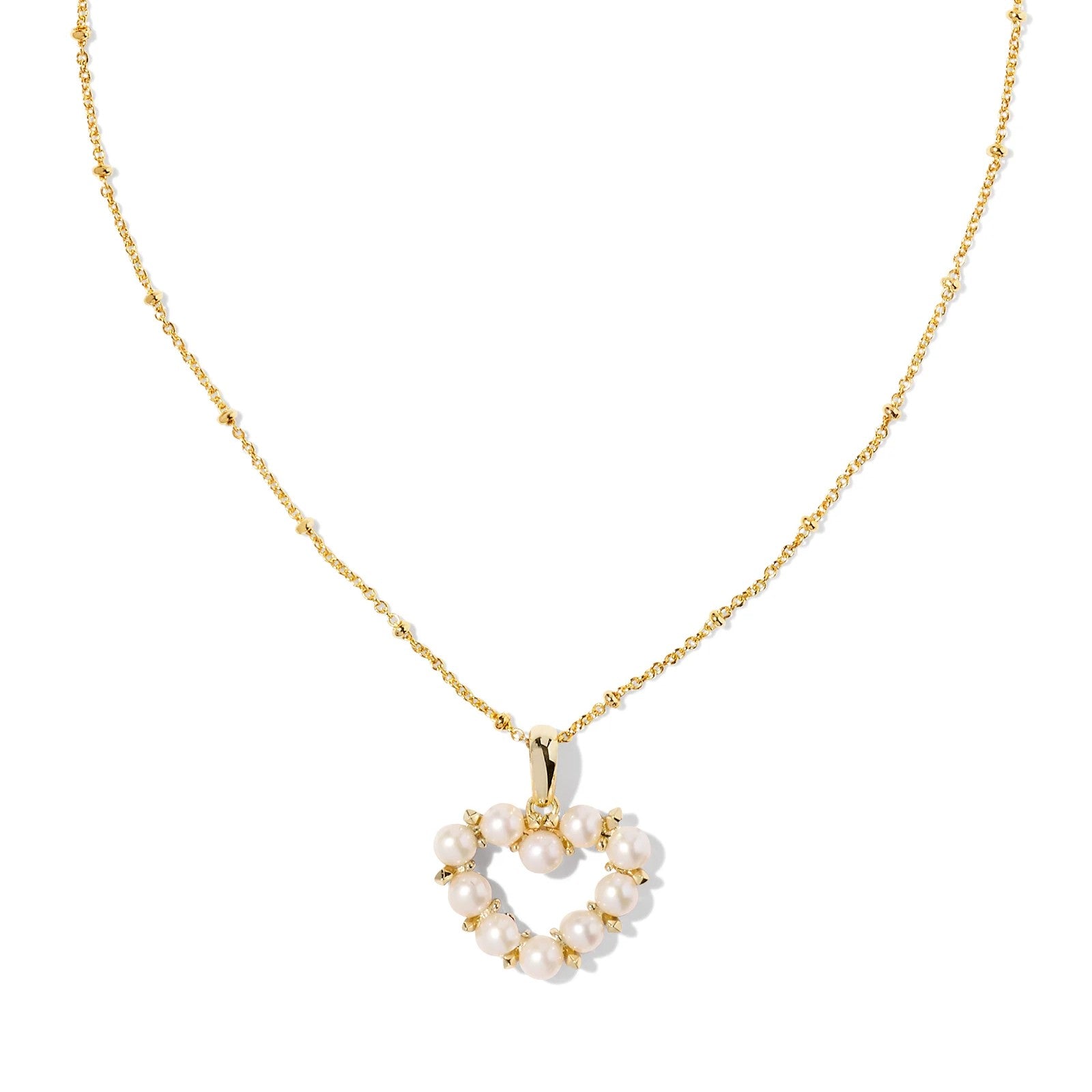 Kendra Scott | Ashton Gold Heart Short Pendant Necklace in White Pearl - Giddy Up Glamour Boutique