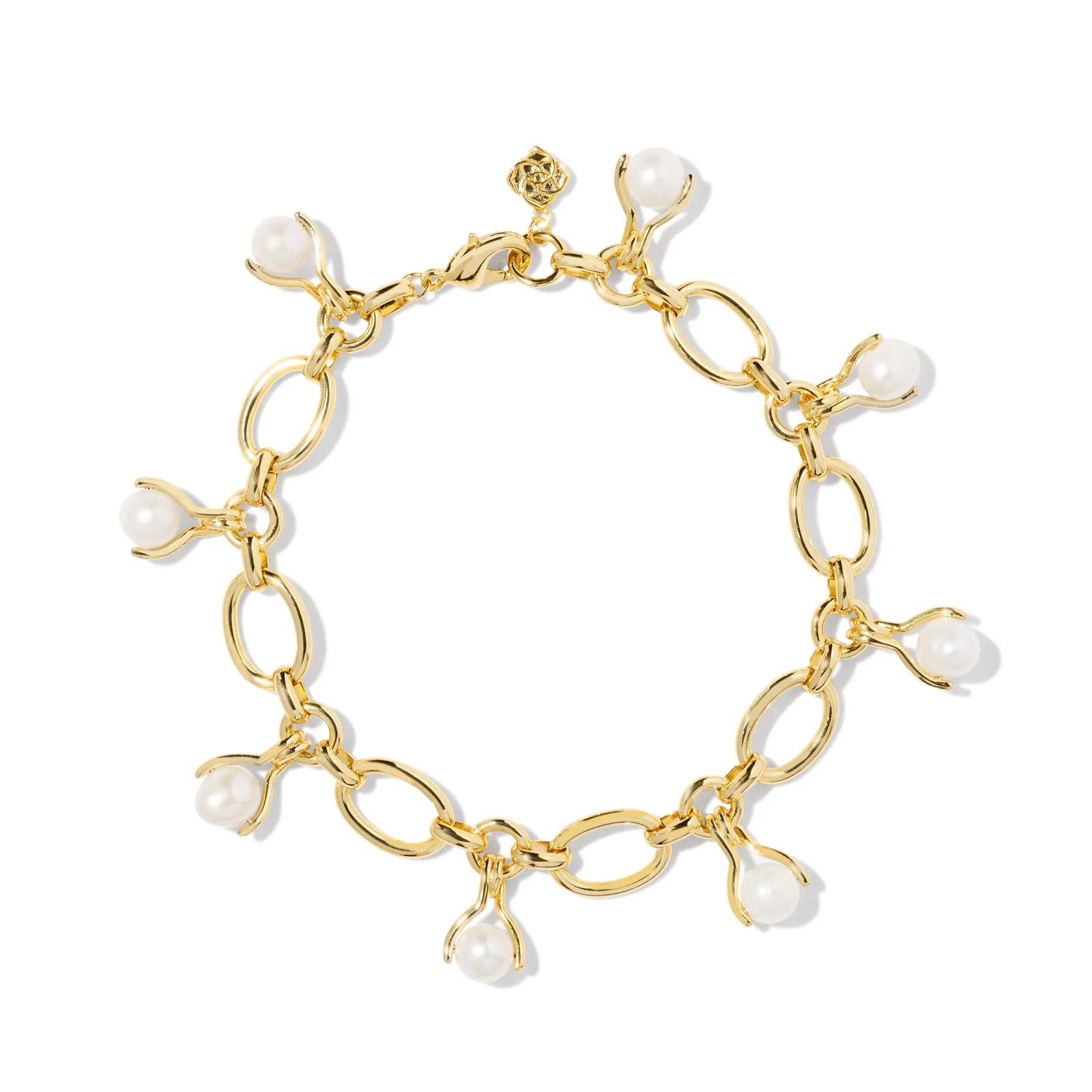 Kendra Scott | Ashton Gold Pearl Chain Bracelet in White Pearl - Giddy Up Glamour Boutique