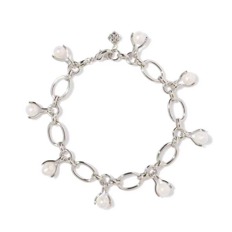 Kendra Scott | Ashton Silver Pearl Chain Bracelet in White Pearl - Giddy Up Glamour Boutique