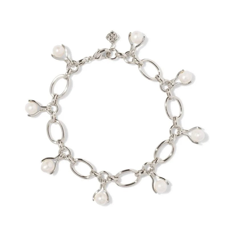 Kendra Scott | Ashton Silver Pearl Chain Bracelet in White Pearl - Giddy Up Glamour Boutique