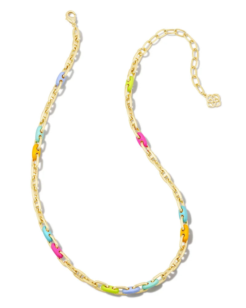 Kendra Scott | Bailey Gold Chain Necklace in Rainbow Multi Mix - Giddy Up Glamour Boutique