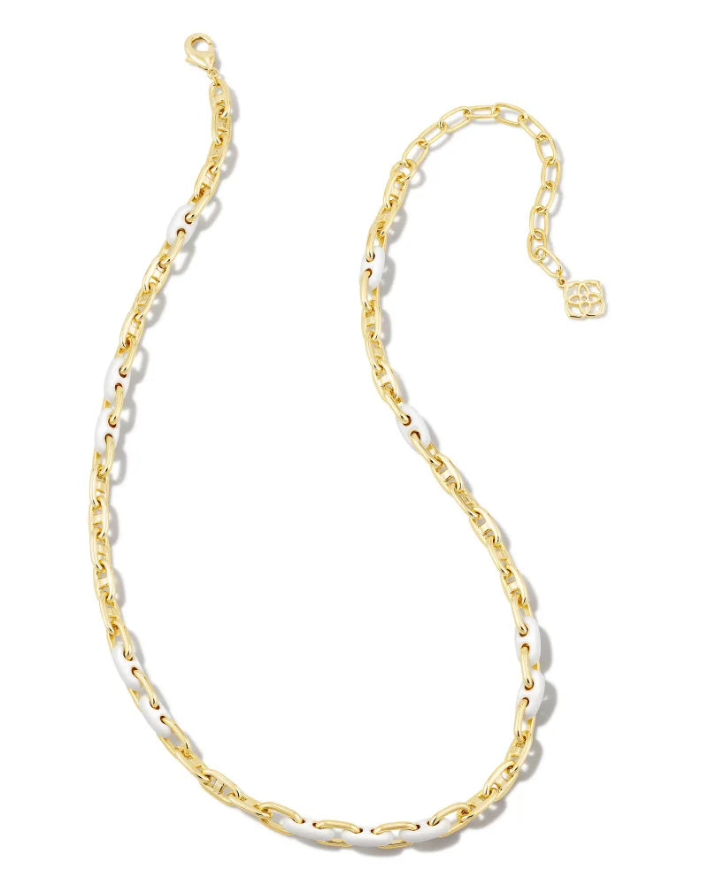 Kendra Scott | Bailey Gold Chain Necklace in White Mix - Giddy Up Glamour Boutique