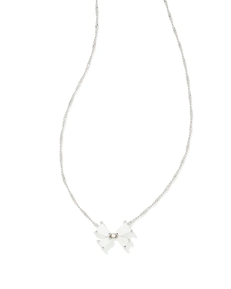 Kendra Scott | Blair Silver Bow Small Short Pendant Necklace in Iridescent Drusy