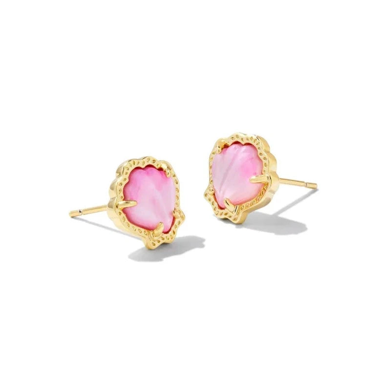 Kendra Scott | Brynne Gold Shell Stud Earrings in Blush Ivory Mother of Pearl - Giddy Up Glamour Boutique