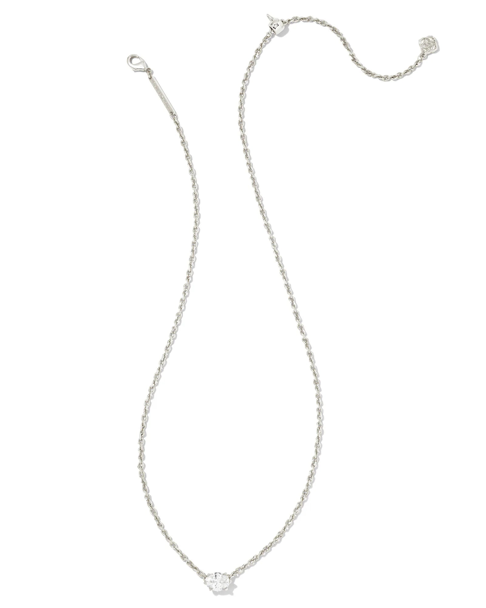 Kendra Scott | Cailin Silver Pendant Necklace in White Crystal