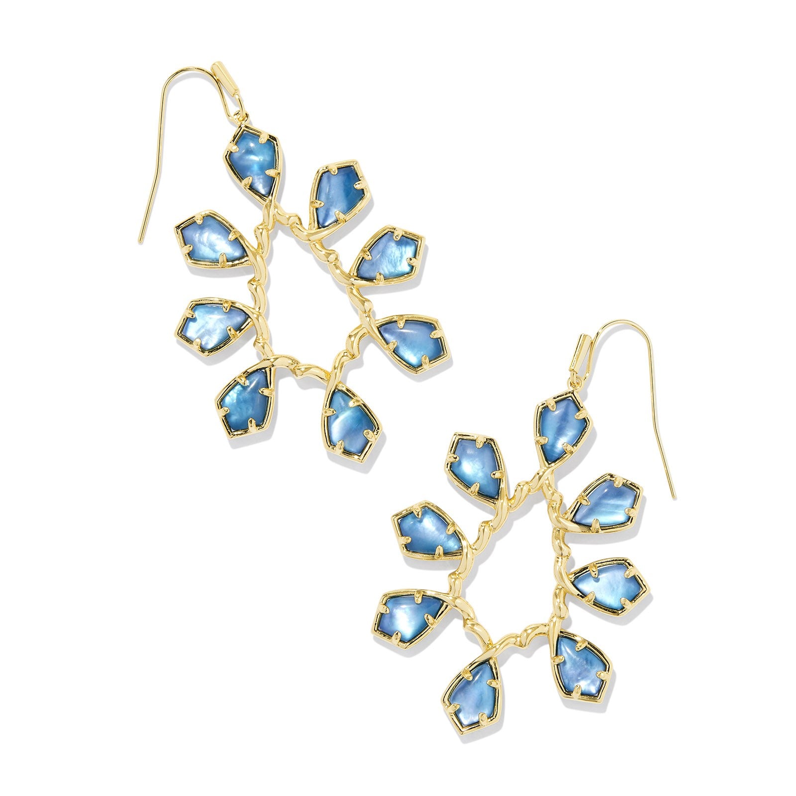 Kendra Scott | Camry Gold Open Frame Drop Earrings in Indigo Watercolor Illusion - Giddy Up Glamour Boutique