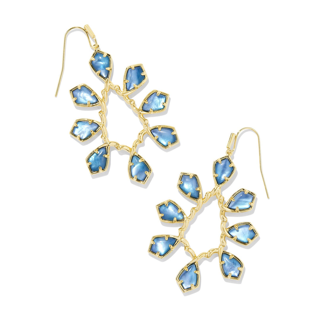 Kendra Scott | Camry Gold Open Frame Drop Earrings in Indigo Watercolor Illusion - Giddy Up Glamour Boutique