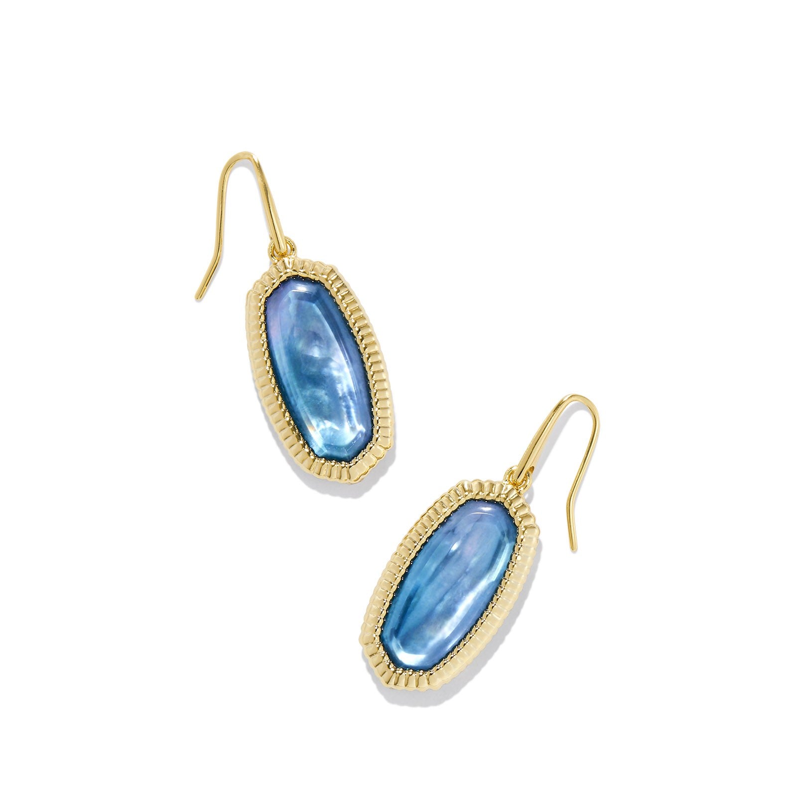 Kendra Scott | Dani Gold Ridge Frame Drop Earrings in Indigo Watercolor Illusion - Giddy Up Glamour Boutique