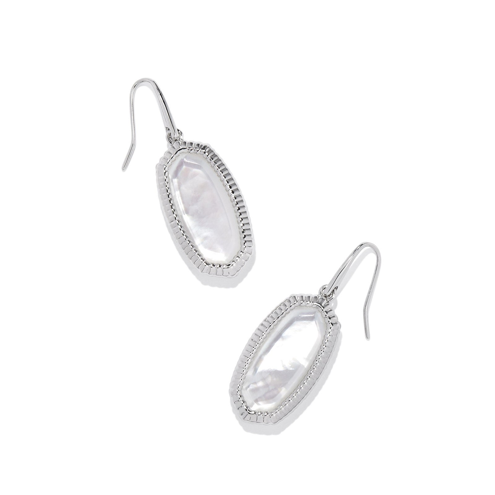 Kendra Scott | Dani Silver Ridge Frame Drop Earrings in Ivory Mother-Of-Pearl - Giddy Up Glamour Boutique