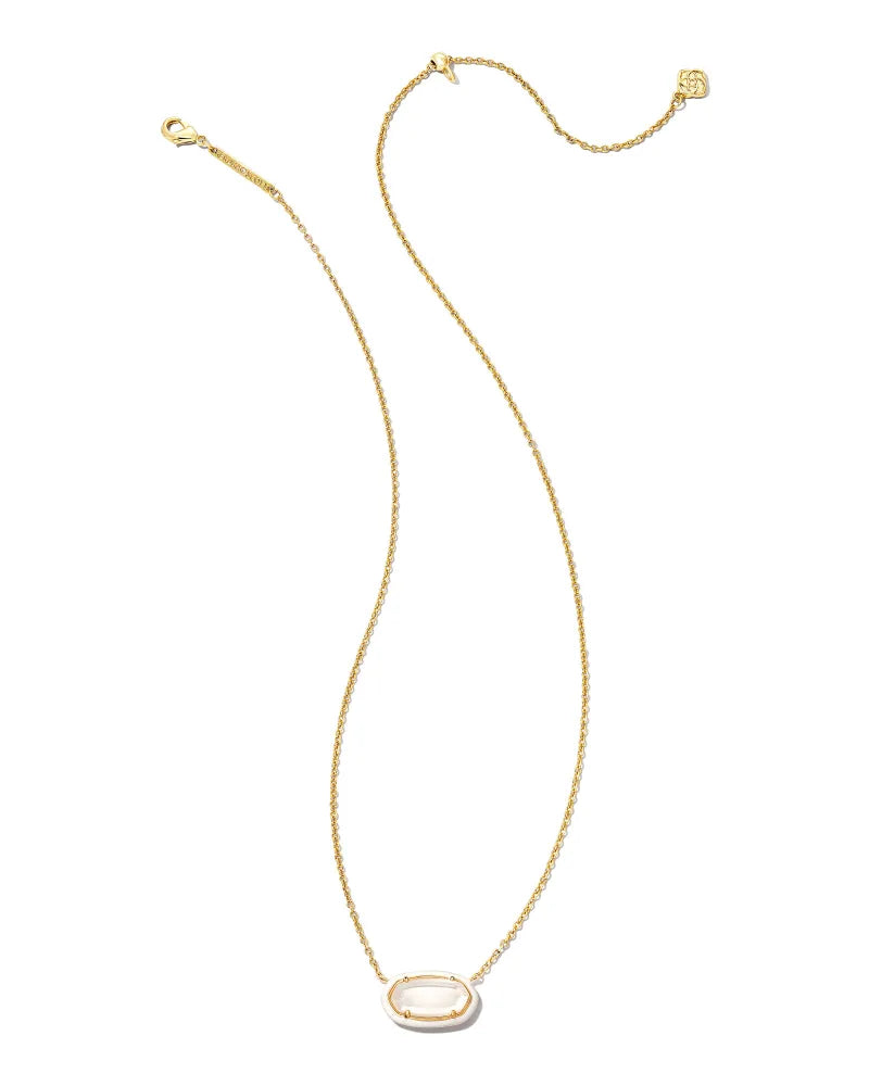 Kendra Scott | Elisa Gold Enamel Framed Short Pendant Necklace in Ivory Mix - Giddy Up Glamour Boutique