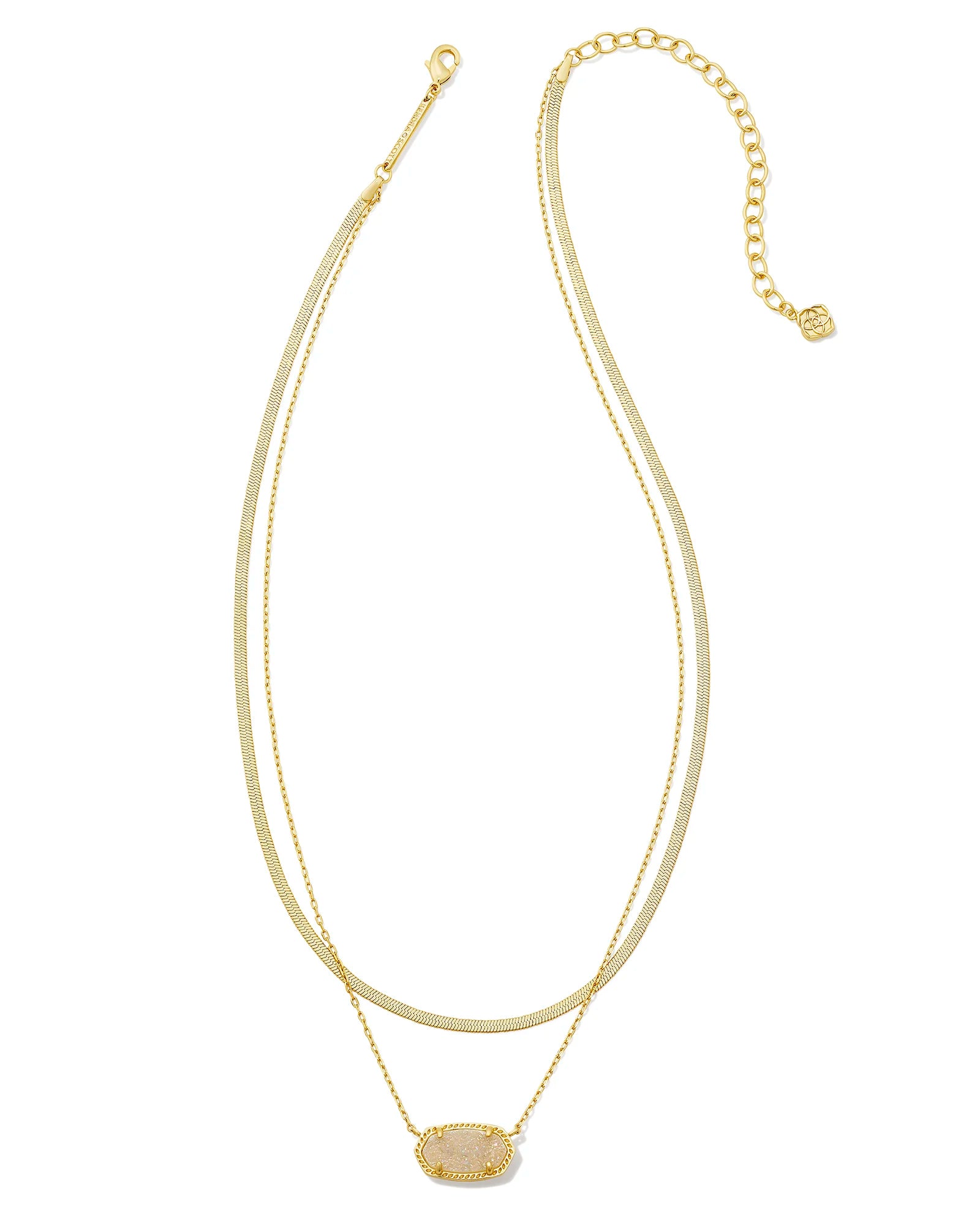 Kendra Scott | Elisa Herringbone Gold Multi Strand Necklace in Iridescent Drusy - Giddy Up Glamour Boutique