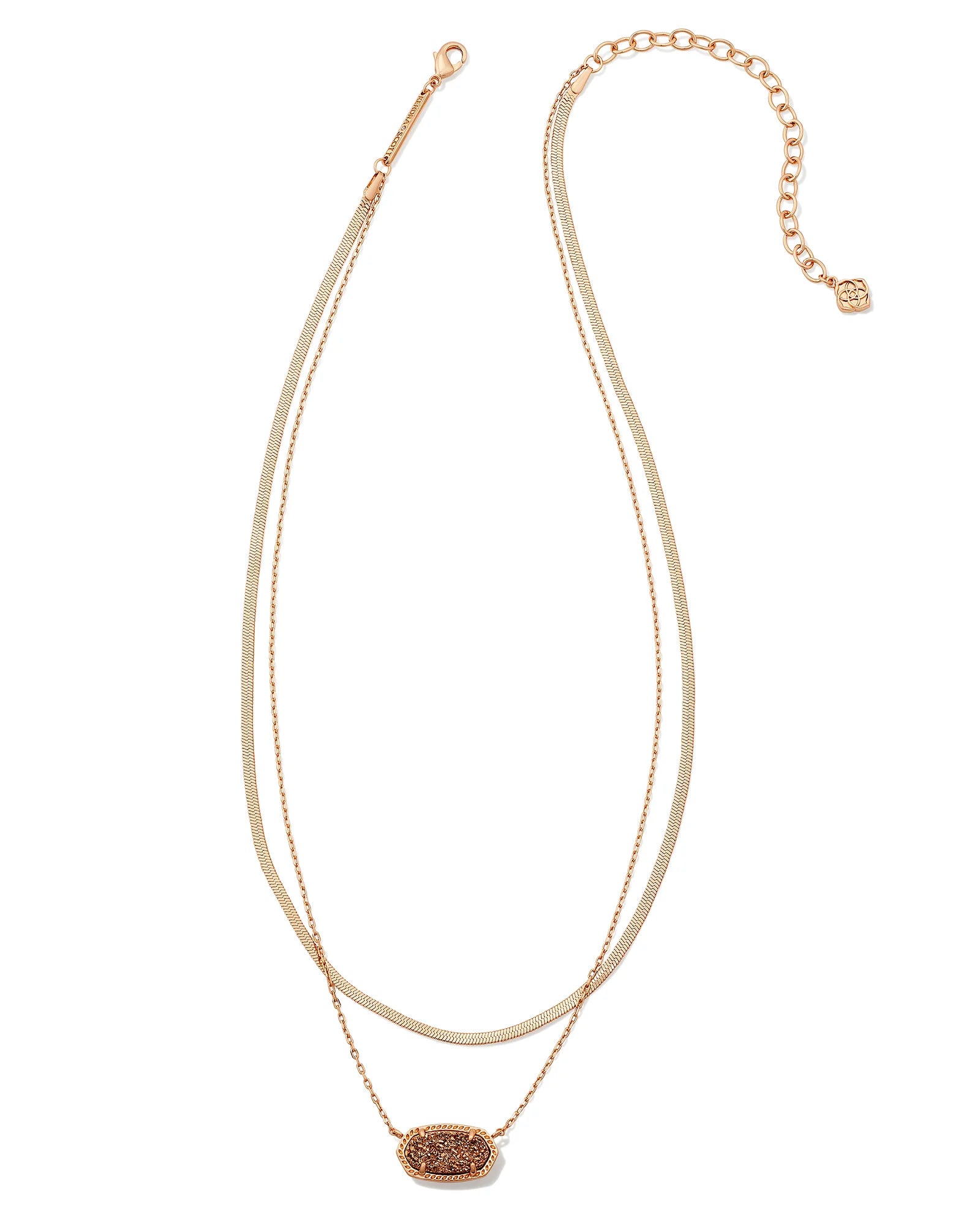 Kendra Scott | Elisa Herringbone Rose Gold Multi Strand Necklace in Rose Gold Drusy - Giddy Up Glamour Boutique