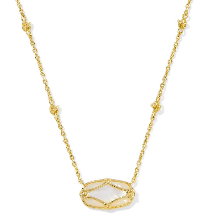 Kendra Scott | Elisa Lattice Frame Gold Short Pendant Necklace