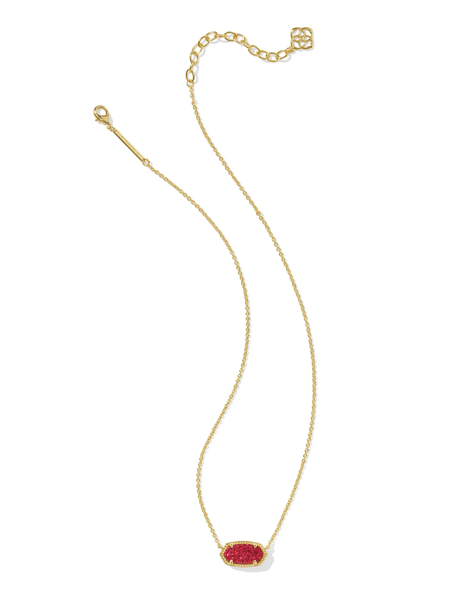 Kendra Scott | Elisa Gold Short Pendant Necklace in Bright Red Drusy