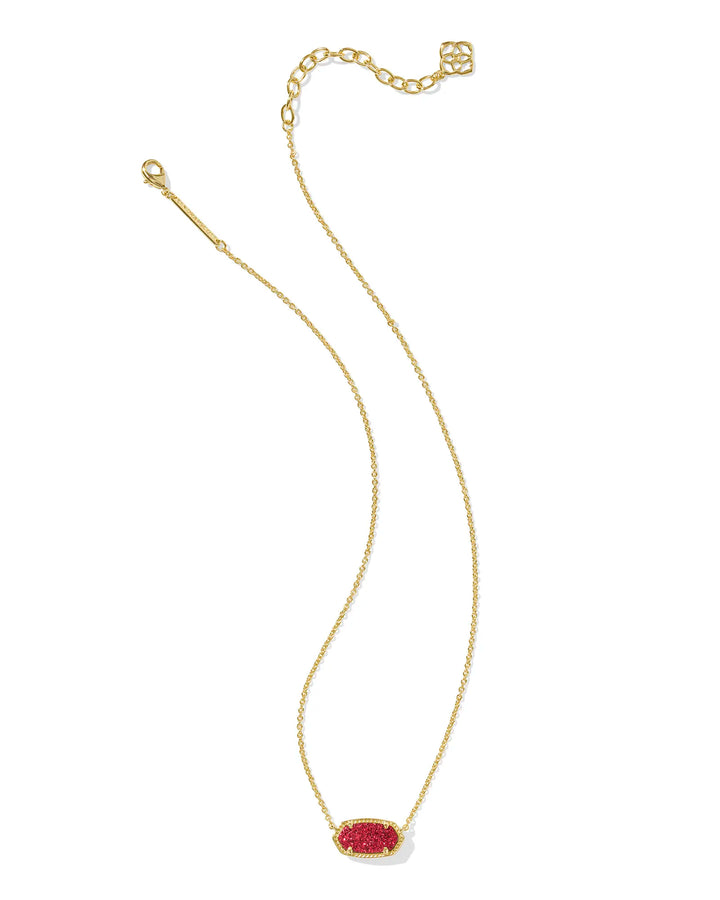 Kendra Scott | Elisa Gold Short Pendant Necklace in Bright Red Drusy