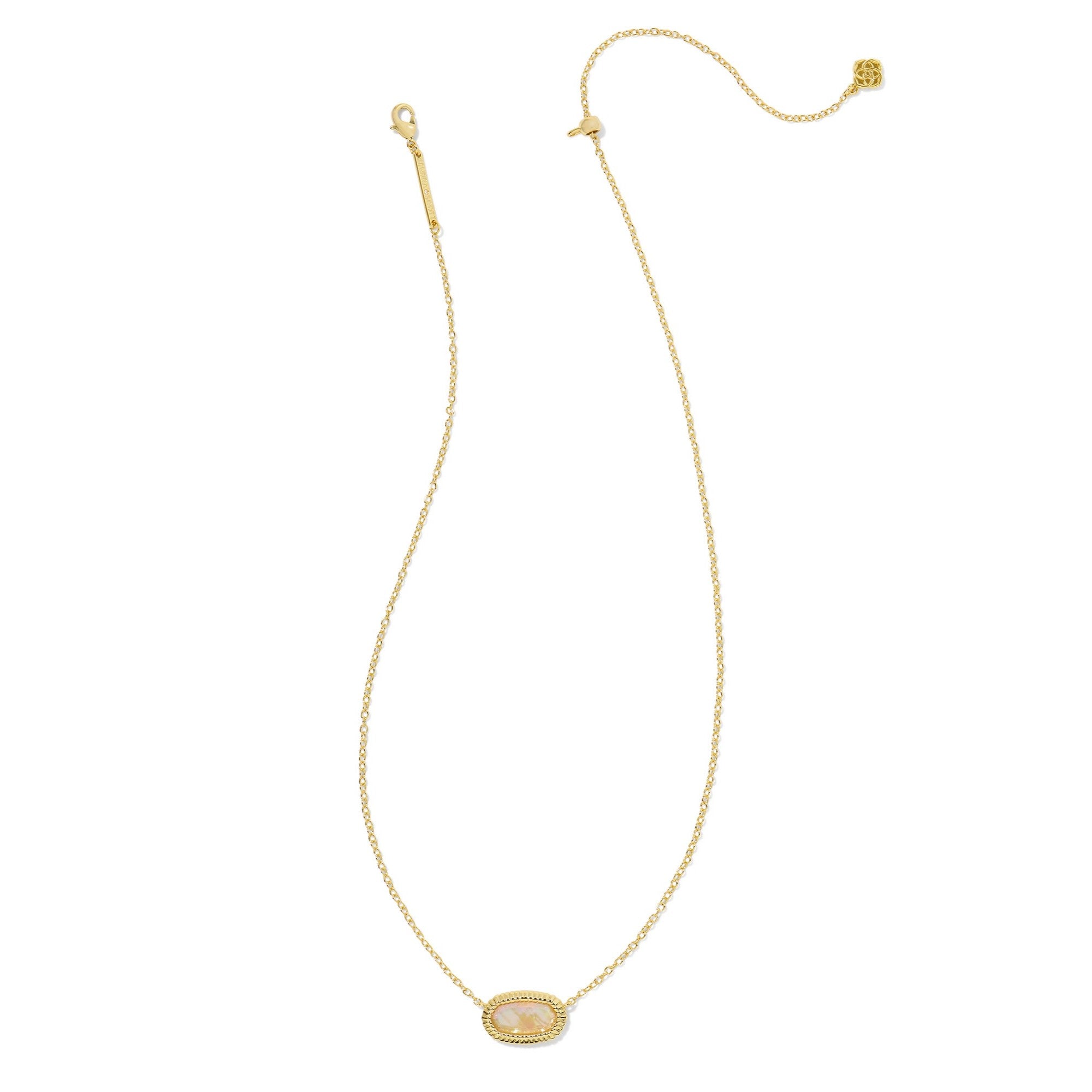 Kendra Scott | Elisa Gold Ridge Frame Short Pendant Necklace in Golden Abalone - Giddy Up Glamour Boutique