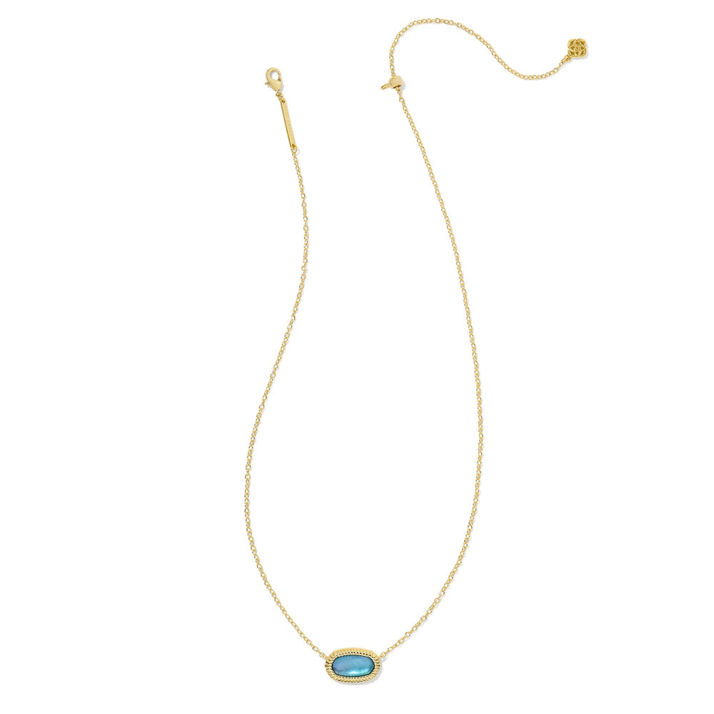 Kendra Scott | Elisa Gold Ridge Frame Short Pendant Necklace in Indigo Watercolor Illusion - Giddy Up Glamour Boutique