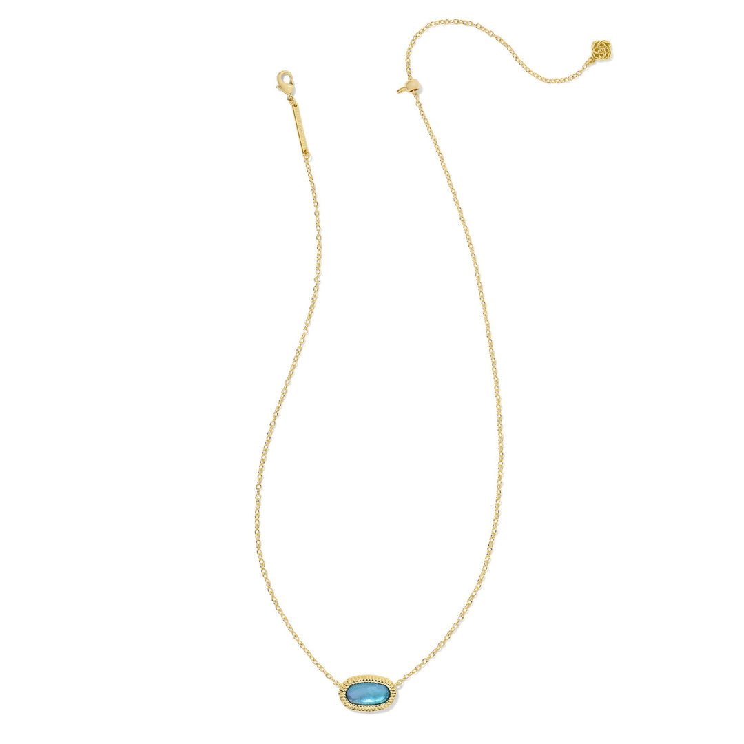 Kendra Scott | Elisa Gold Ridge Frame Short Pendant Necklace in Indigo Watercolor Illusion - Giddy Up Glamour Boutique