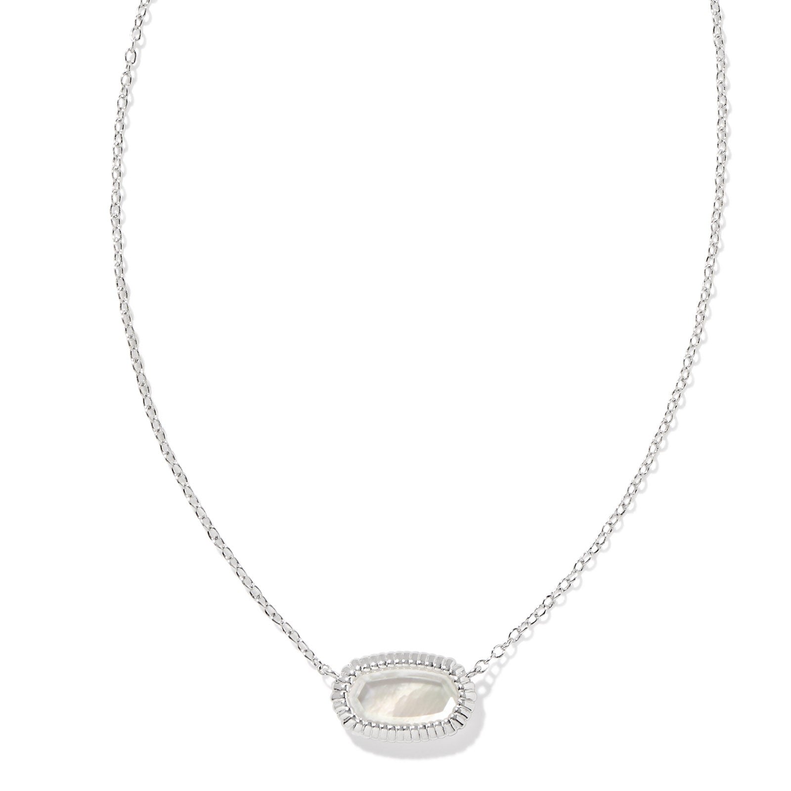Kendra Scott | Elisa Silver Ridge Frame Short Pendant Necklace in Ivory Mother-Of-Pearl - Giddy Up Glamour Boutique