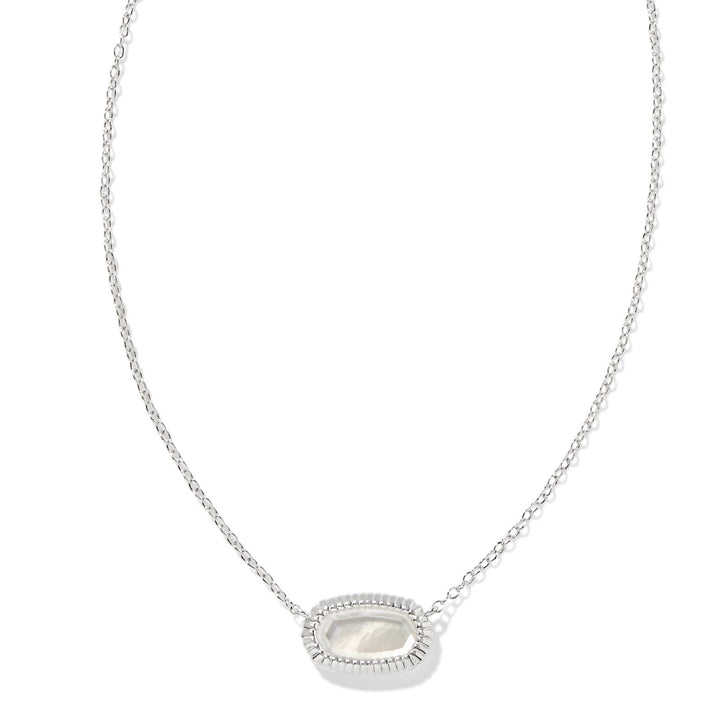 Kendra Scott | Elisa Silver Ridge Frame Short Pendant Necklace in Ivory Mother-Of-Pearl - Giddy Up Glamour Boutique