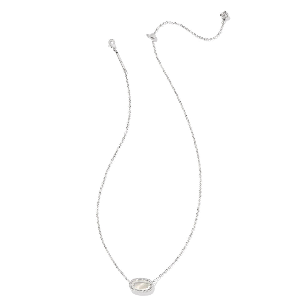 Kendra Scott | Elisa Silver Ridge Frame Short Pendant Necklace in Ivory Mother-Of-Pearl - Giddy Up Glamour Boutique
