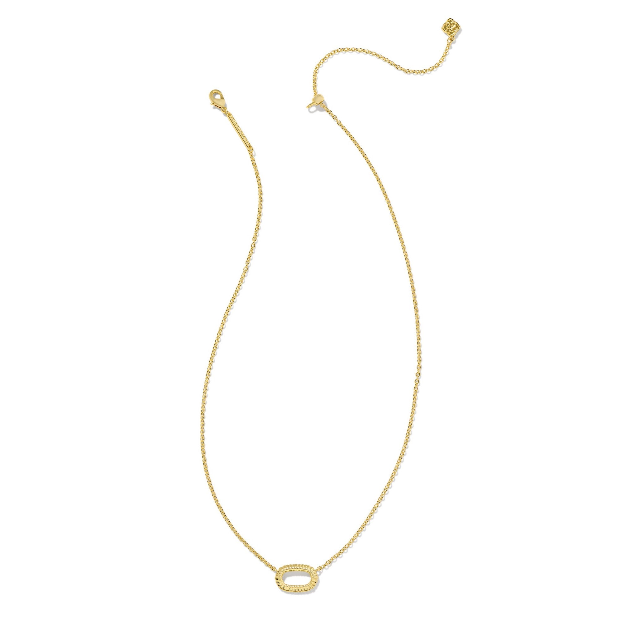 Kendra Scott | Elisa Gold Ridge Open Frame Short Pendant Necklace - Giddy Up Glamour Boutique