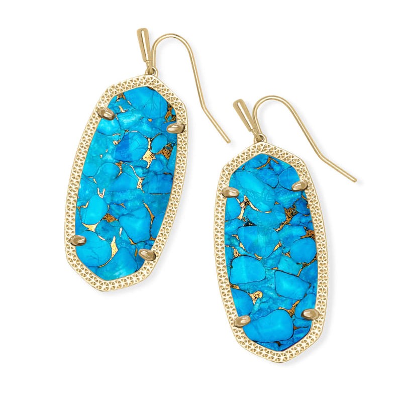 Kendra Scott | Elle Gold Drop Earrings in Bronze Veined Turquoise Magnesite - Giddy Up Glamour Boutique