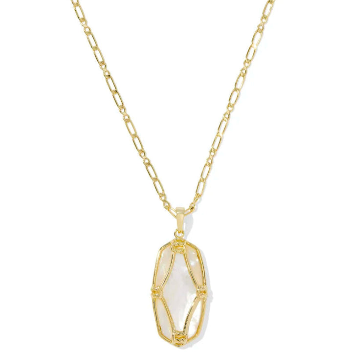 Kendra Scott | Elle Lattice Frame Gold Large Long Pendant Necklace