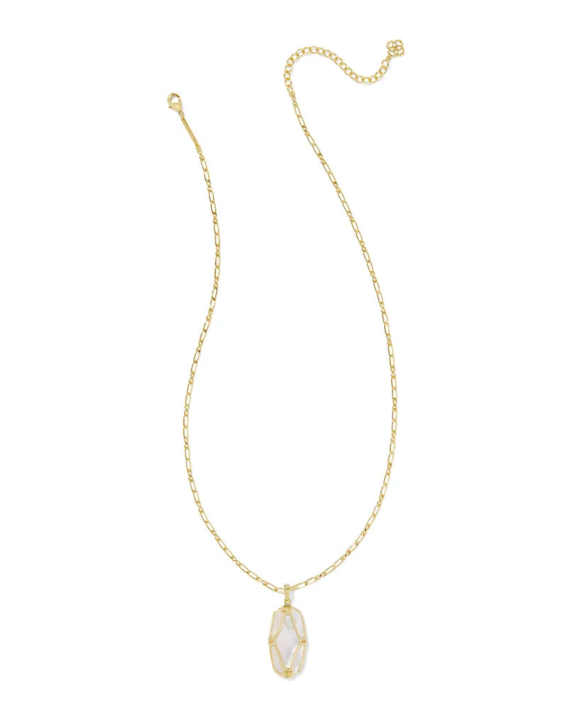 Kendra Scott | Elle Lattice Frame Gold Large Long Pendant Necklace