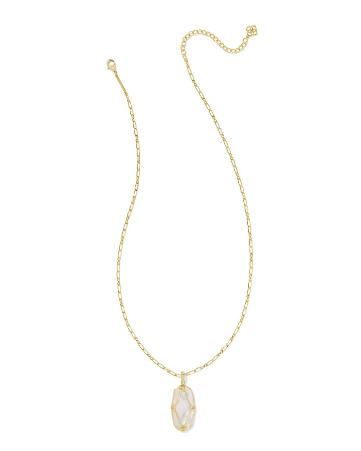 Kendra Scott | Elle Lattice Frame Gold Large Long Pendant Necklace