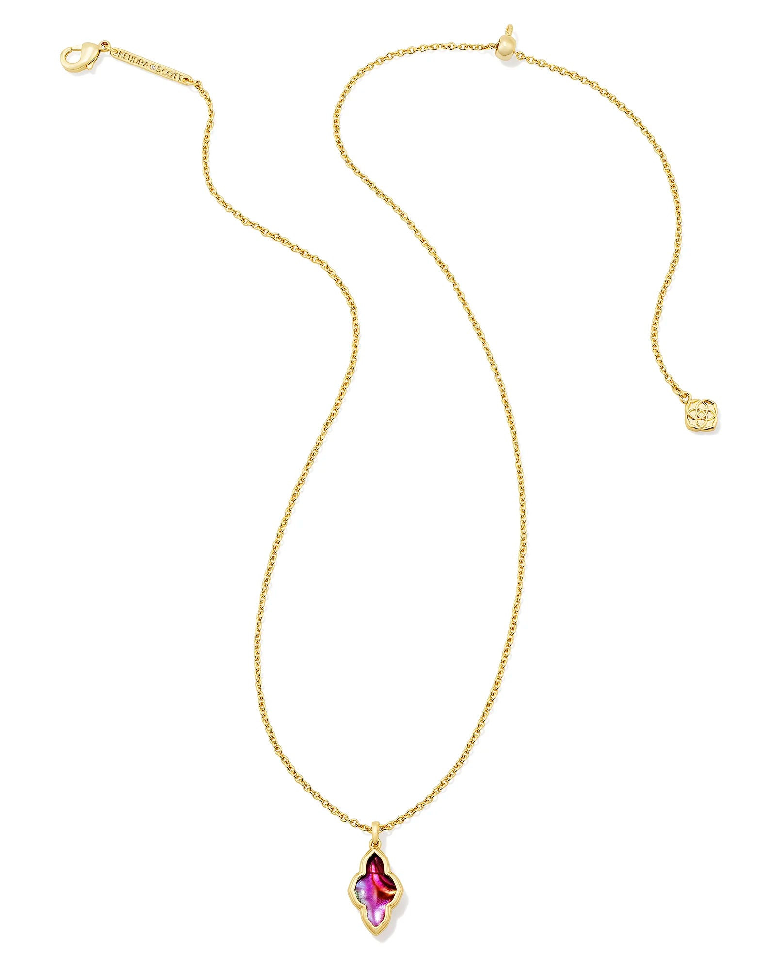 Kendra Scott | Framed Abbie Gold Short Pendant Necklace in Light Burgundy Illusion - Giddy Up Glamour Boutique