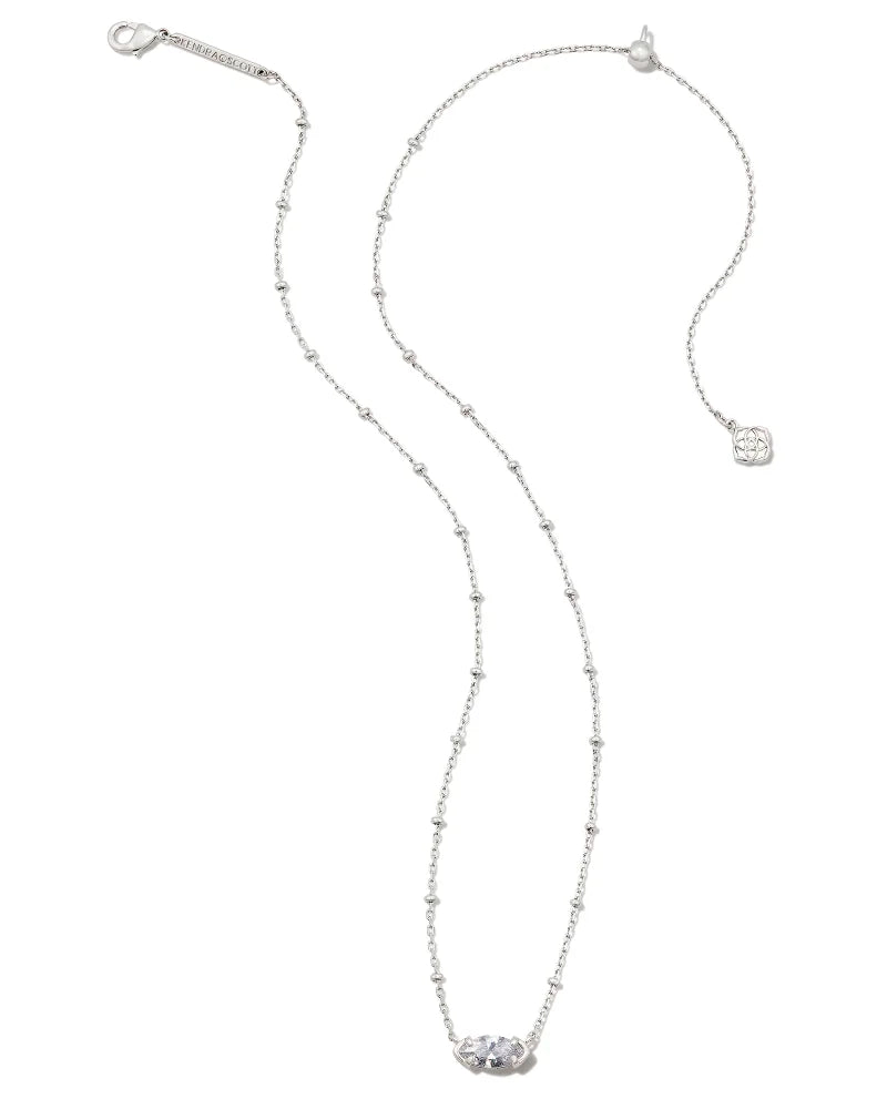 Kendra Scott | Genevieve Silver Satellite Short Pendant Necklace in White Crystal - Giddy Up Glamour Boutique