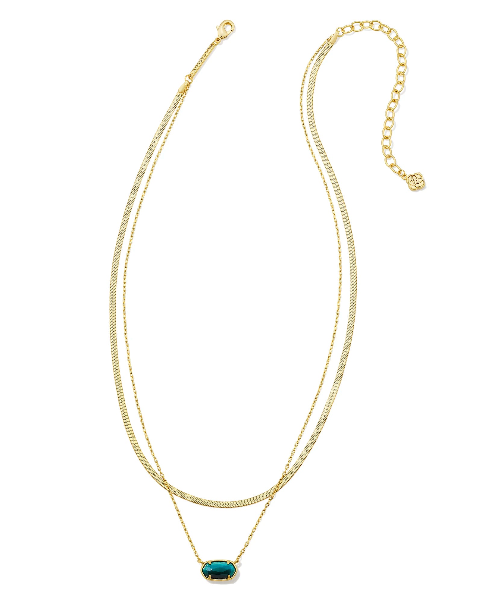Kendra Scott | Grayson Herringbone Gold Multi Strand Necklace in Teal Tiger's Eye - Giddy Up Glamour Boutique