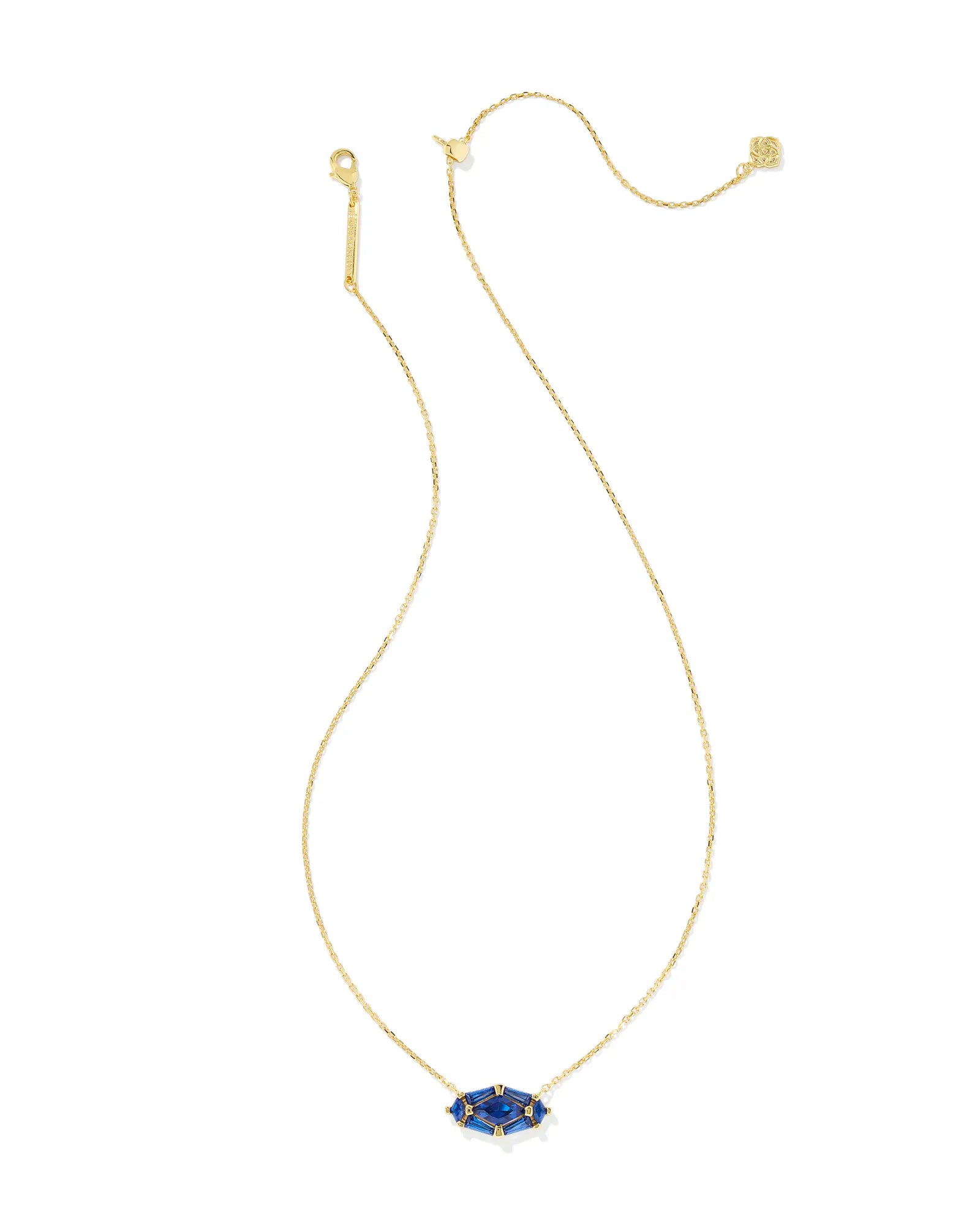 Kendra Scott | Lindy Rae Elisa Gold Short Pendant Necklace in Royal Blue Crystal