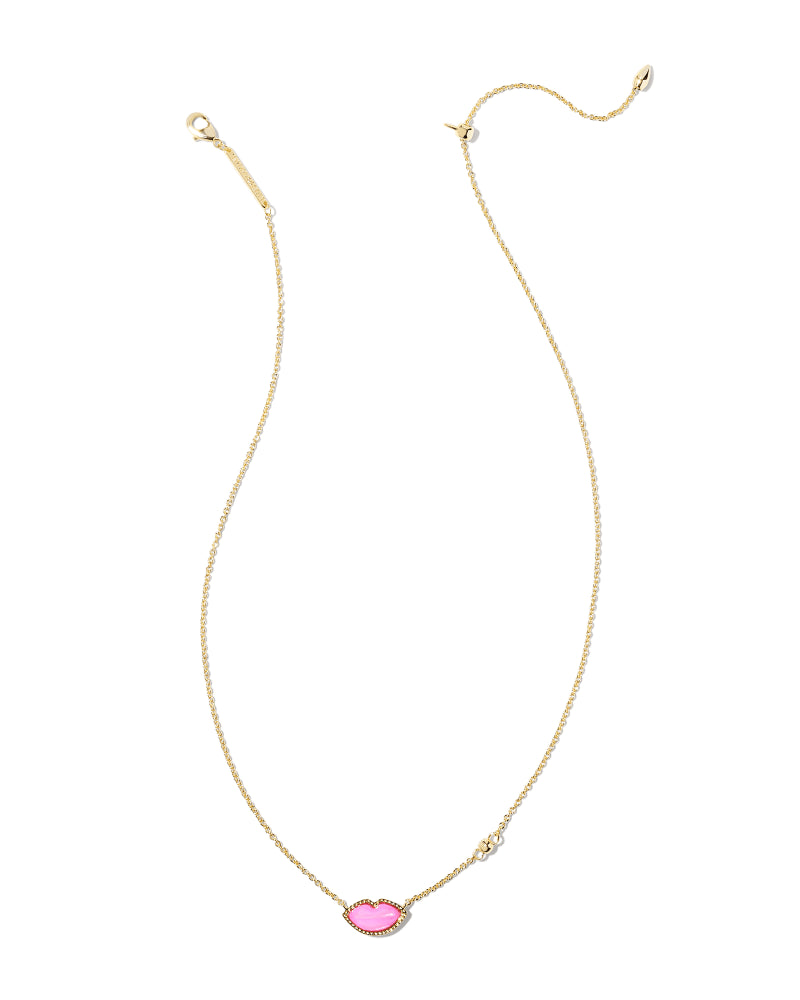 Kendra Scott | Lips Gold Pendant Necklace in Hot Pink Mother-of-Pearl