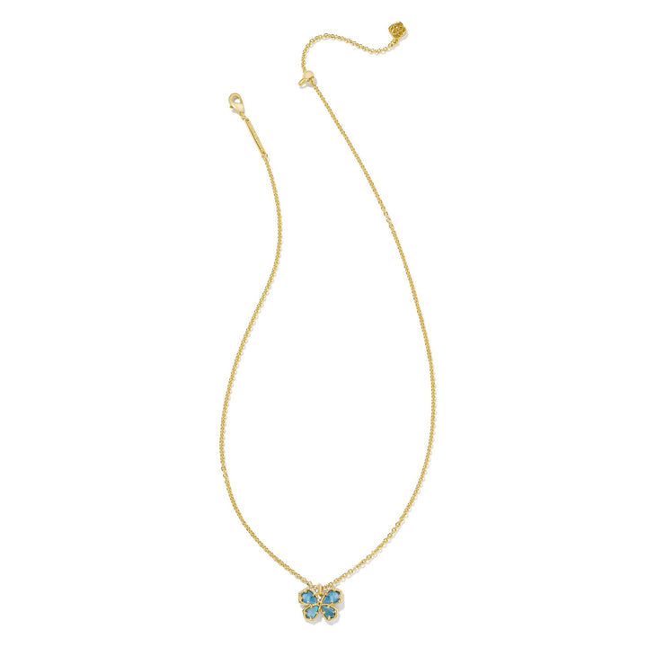 Kendra Scott | Mae Gold Butterfly Short Pendant Necklace in Indigo Watercolor Illusion - Giddy Up Glamour Boutique
