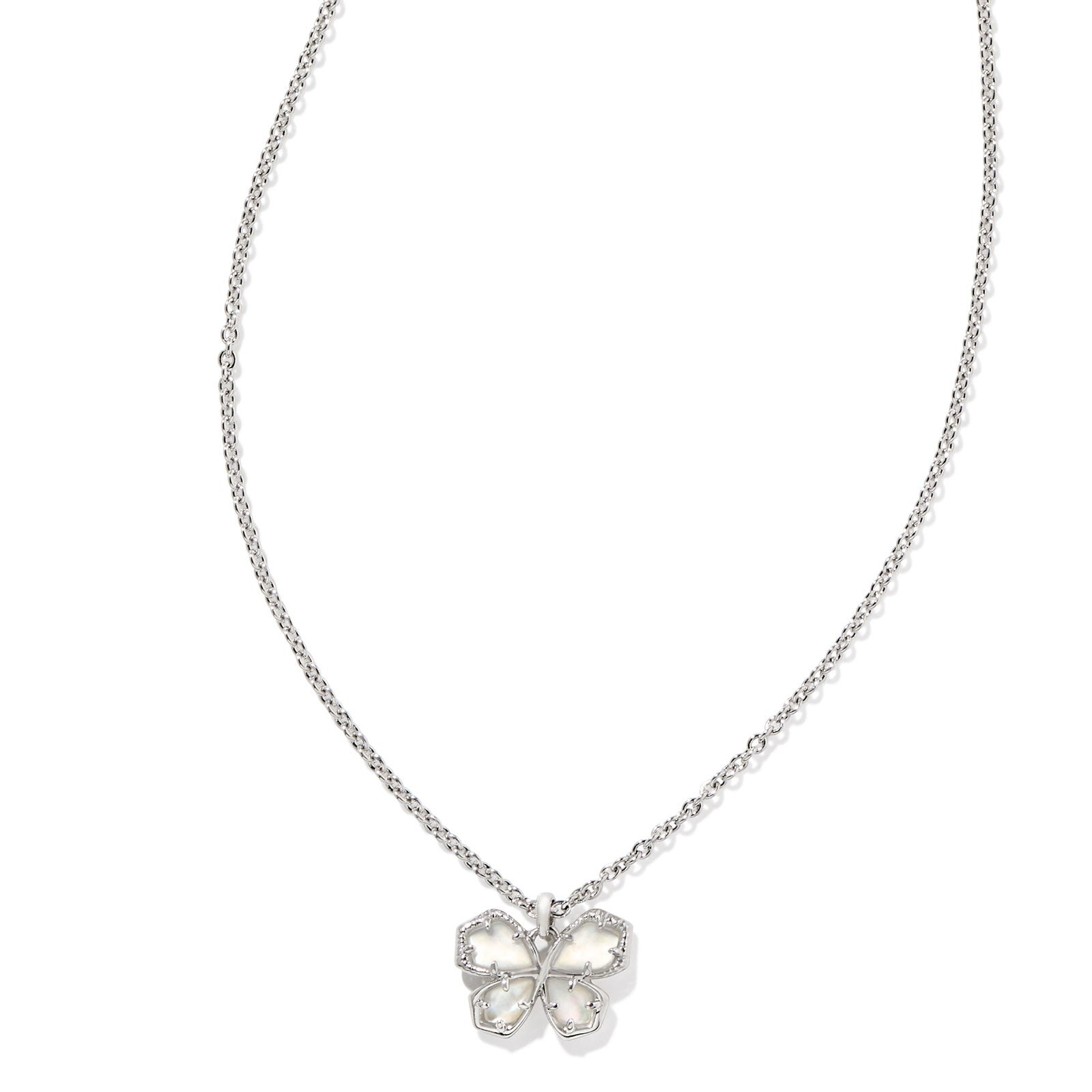 Kendra Scott | Mae Silver Butterfly Short Pendant Necklace in Ivory Mother-Of-Pearl - Giddy Up Glamour Boutique
