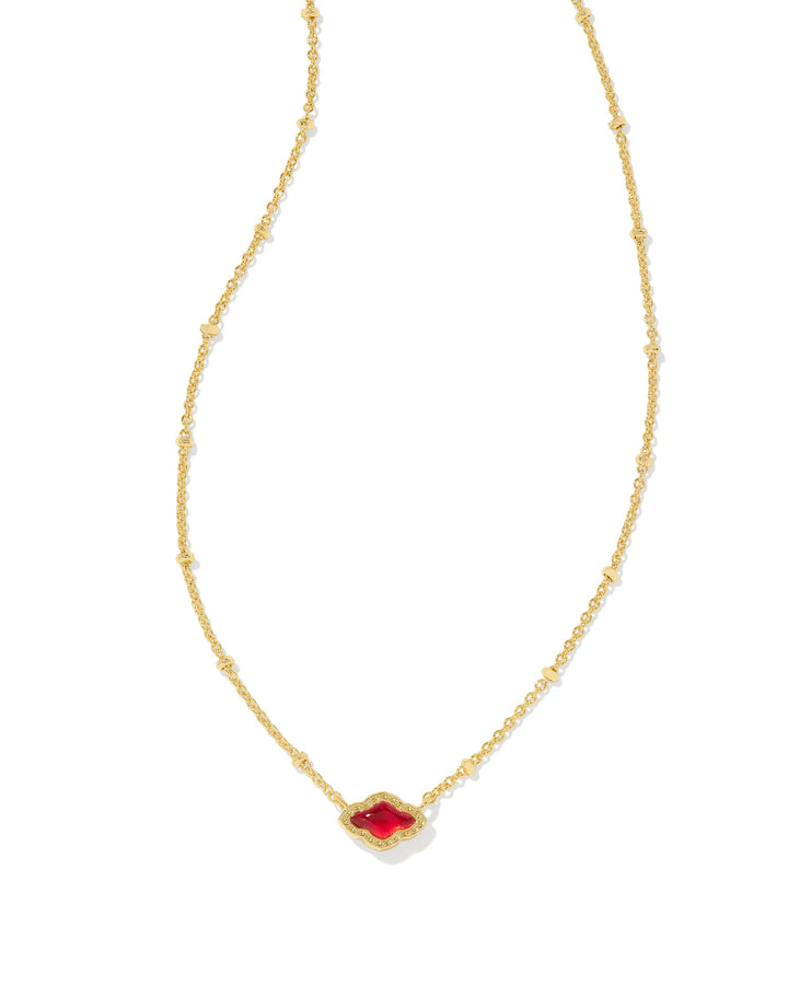 Kendra Scott | Mini Abbie Gold Short Pendant Necklace in Cranberry Illusion