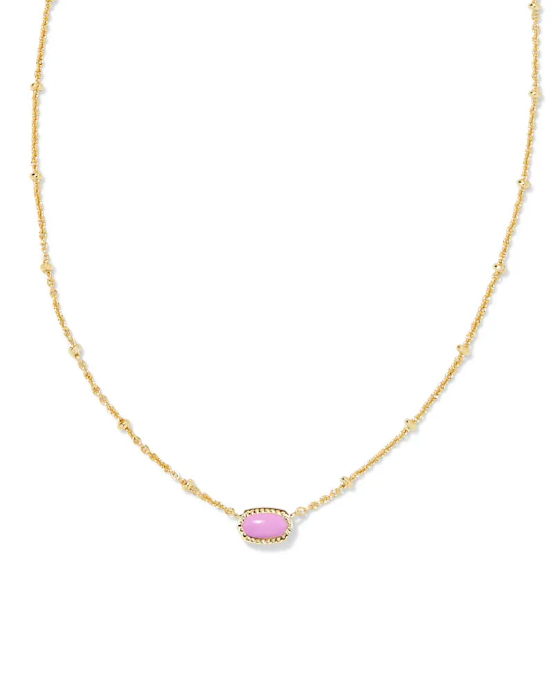 Kendra Scott |  Mini Elisa Gold Satellite Short Pendant Necklace in Fuchsia Magnesite - Giddy Up Glamour Boutique