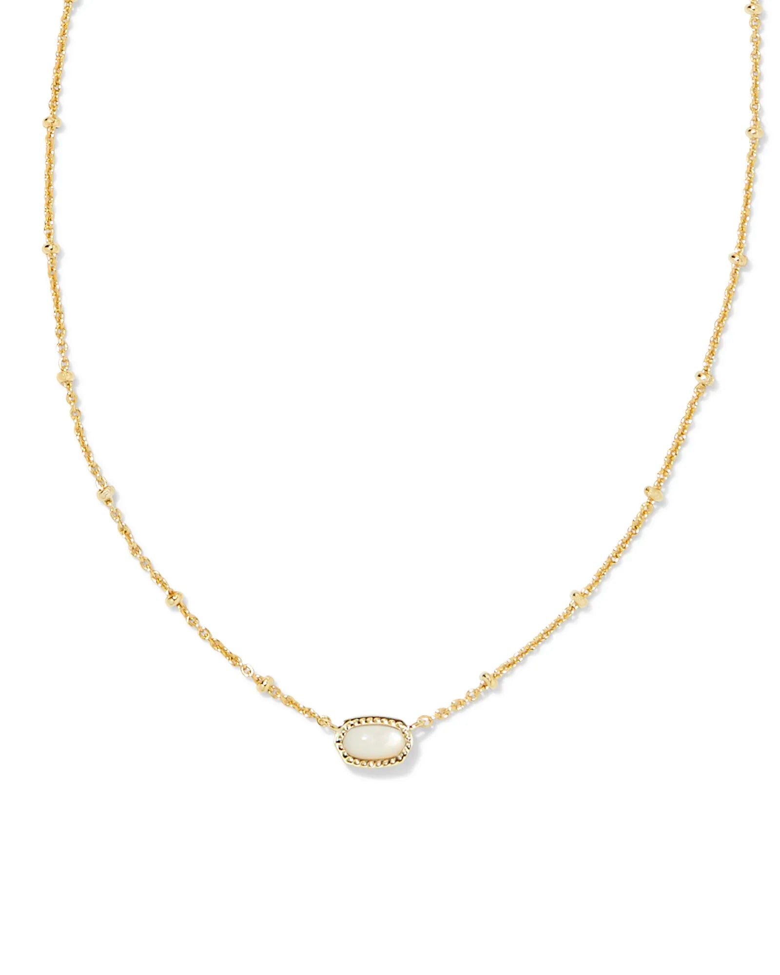 Kendra Scott |  Mini Elisa Gold Satellite Short Pendant Necklace in Ivory Mother of Pearl - Giddy Up Glamour Boutique