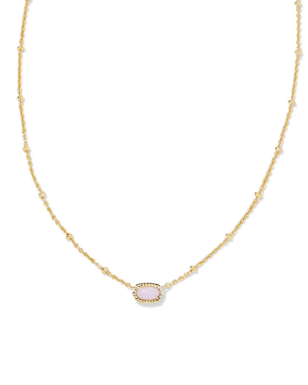 Kendra Scott |  Mini Elisa Gold Satellite Short Pendant Necklace in Pink Opalite Crystal - Giddy Up Glamour Boutique