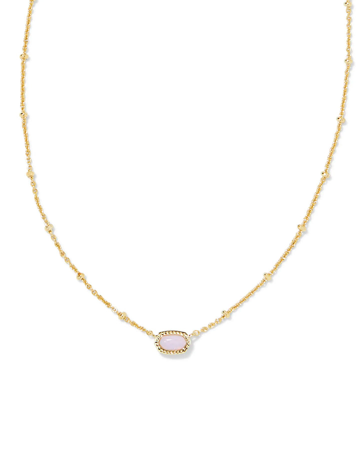 Kendra Scott |  Mini Elisa Gold Satellite Short Pendant Necklace in Pink Opalite Crystal - Giddy Up Glamour Boutique