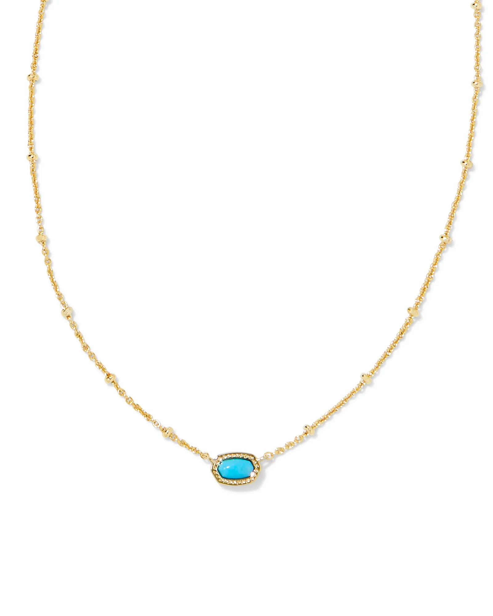 Kendra Scott |  Mini Elisa Gold Satellite Short Pendant Necklace in Turquoise Magnesite - Giddy Up Glamour Boutique