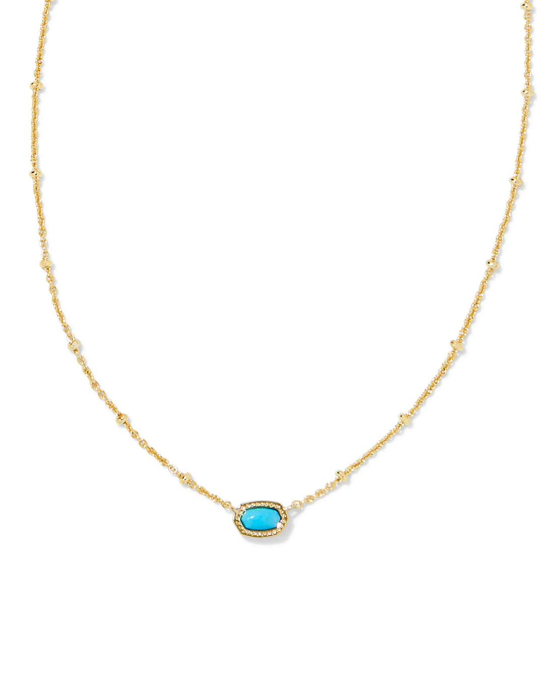 Kendra Scott |  Mini Elisa Gold Satellite Short Pendant Necklace in Turquoise Magnesite - Giddy Up Glamour Boutique