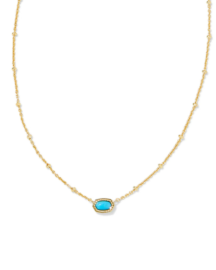 Kendra Scott |  Mini Elisa Gold Satellite Short Pendant Necklace in Turquoise Magnesite - Giddy Up Glamour Boutique